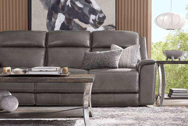 Magellan Smoke 9 Pc Leather Dual Power Reclining Living Room - Thumbnail - Image 12