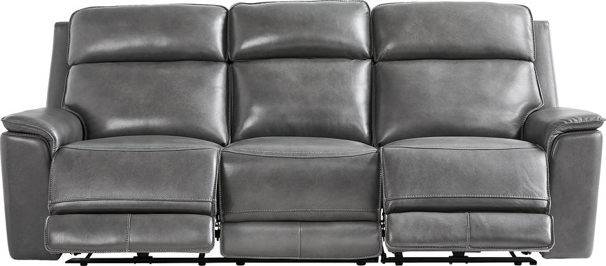 Magellan Smoke Leather Dual Power Reclining Sofa