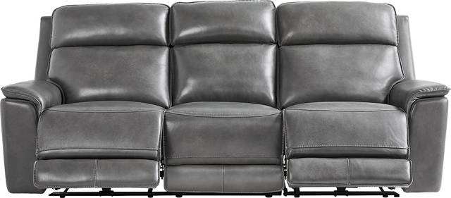 Magellan Smoke Leather Dual Power Reclining Sofa - Thumbnail - Image 1