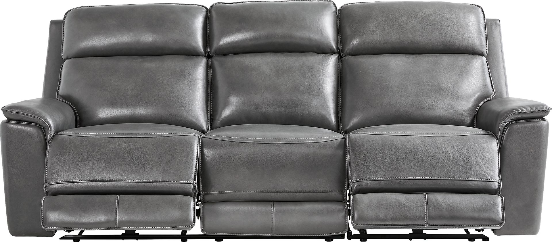 Magellan Smoke Leather Dual Power Reclining Sofa - Image 1