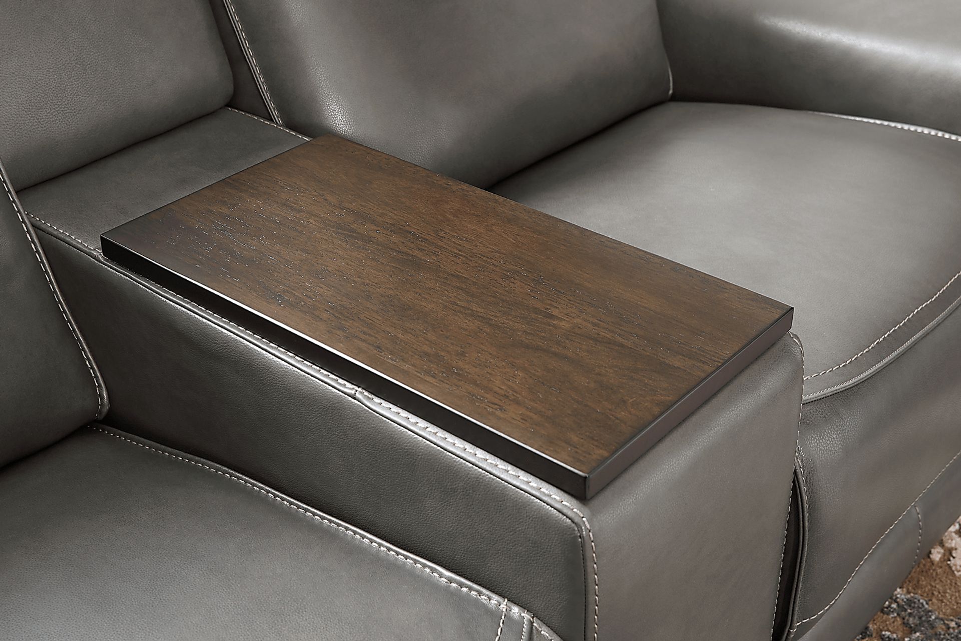 Magellan Smoke Leather Dual Power Reclining Console Loveseat - Image 6
