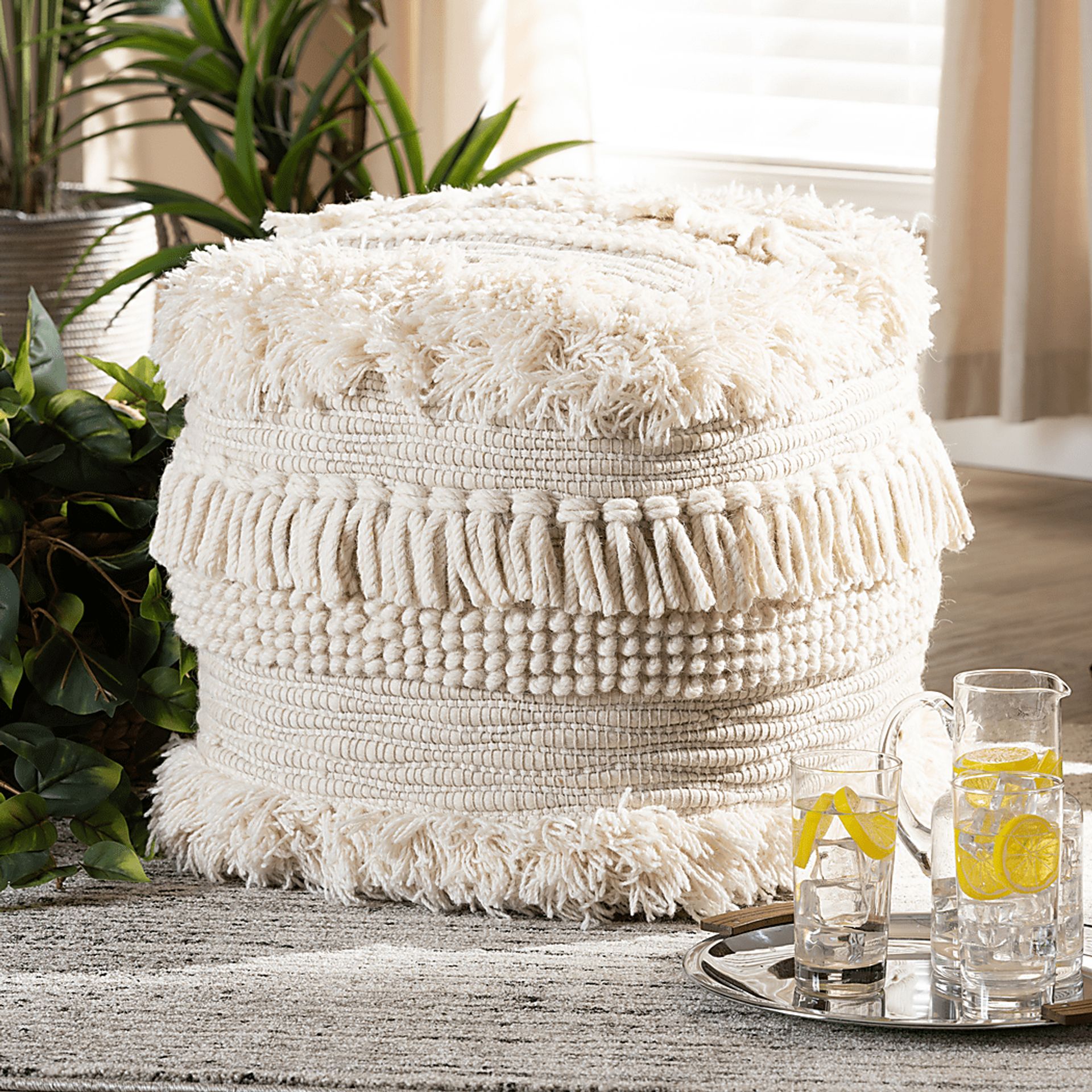 Magill Court Beige Pouf - Image 4