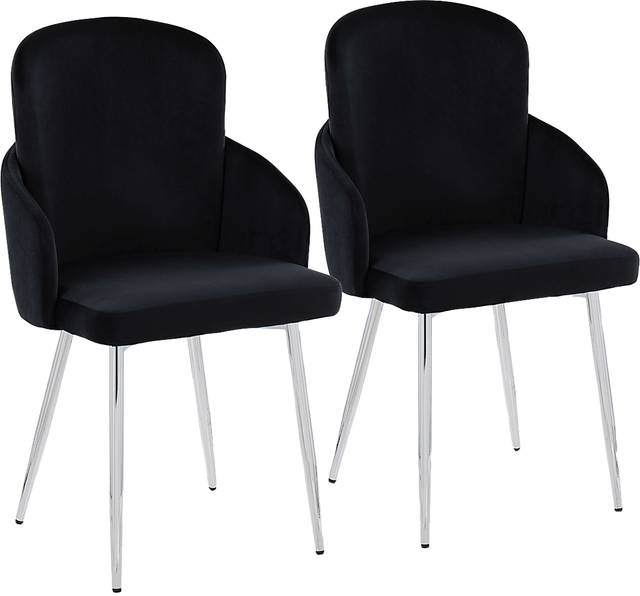 Maglista III Black Velvet Dining Chair Set of 2 - Thumbnail - Image 1