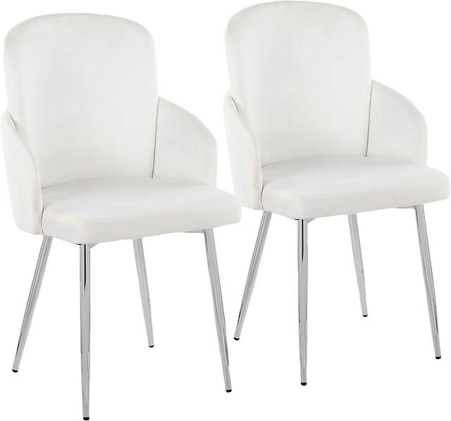 Maglista III Cream Velvet Dining Chair Set of 2 - Thumbnail - Image 1