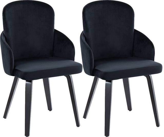 Maglista IV Black Velvet Dining Chair Set of 2 - Thumbnail - Image 1