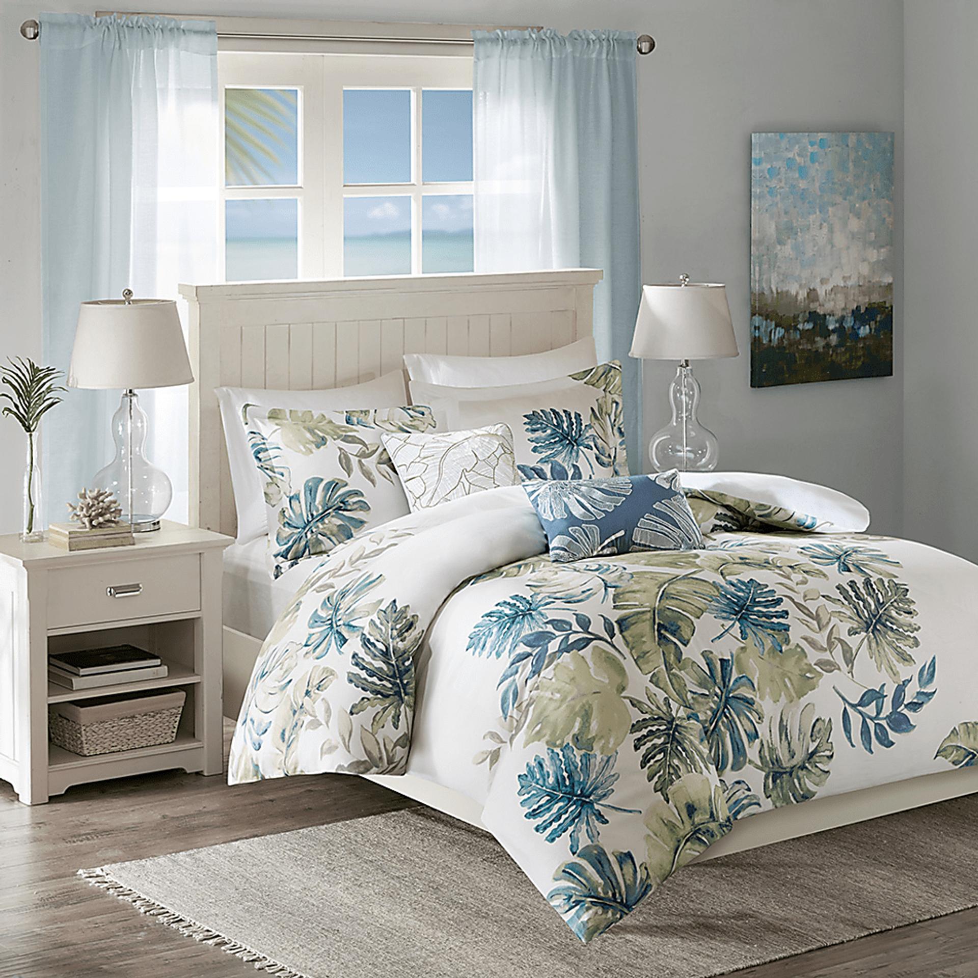 Magoword White Green 5 Pc King Duvet Set