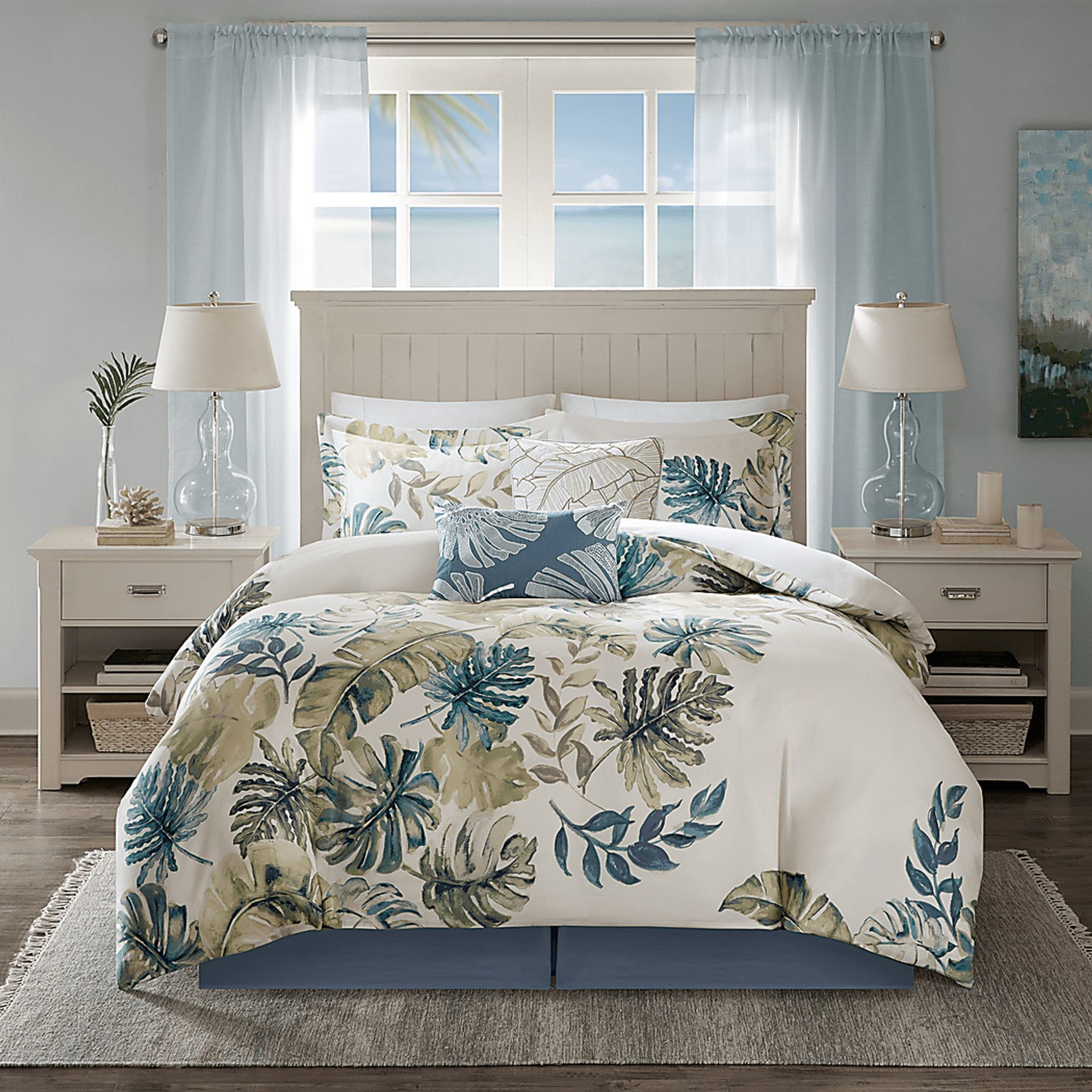 Magoword White Green 6 Pc Full Comforter Set - Image 2