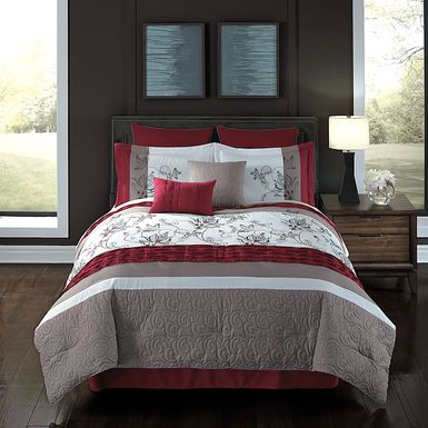 Mahaley Red 8 Pc King Comforter Set