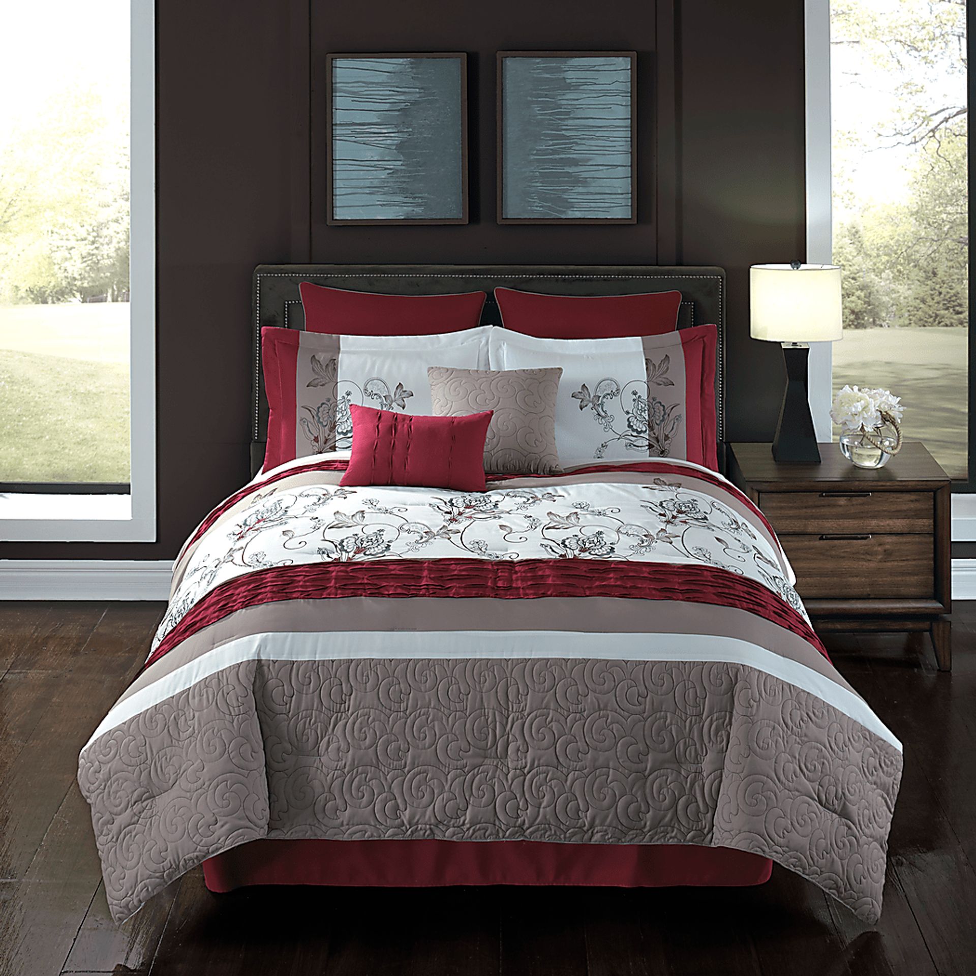 Mahaley Red 8 Pc King Comforter Set - Image 1