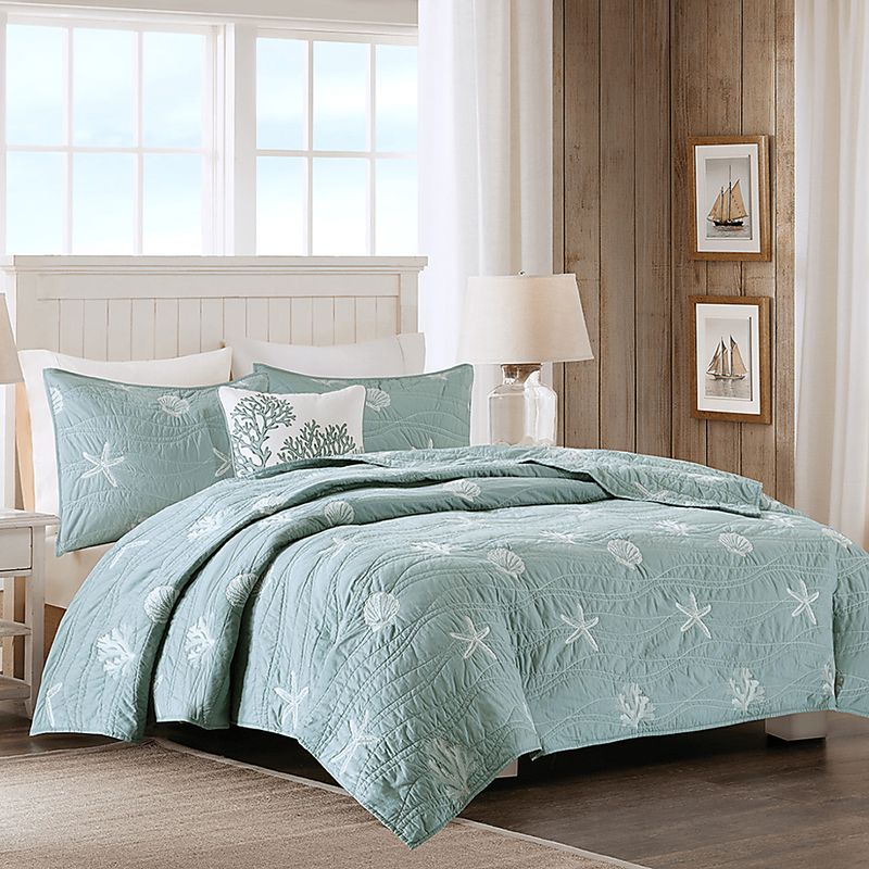 Mahaska Seafoam 4 Pc Full/Queen Coverlet Set