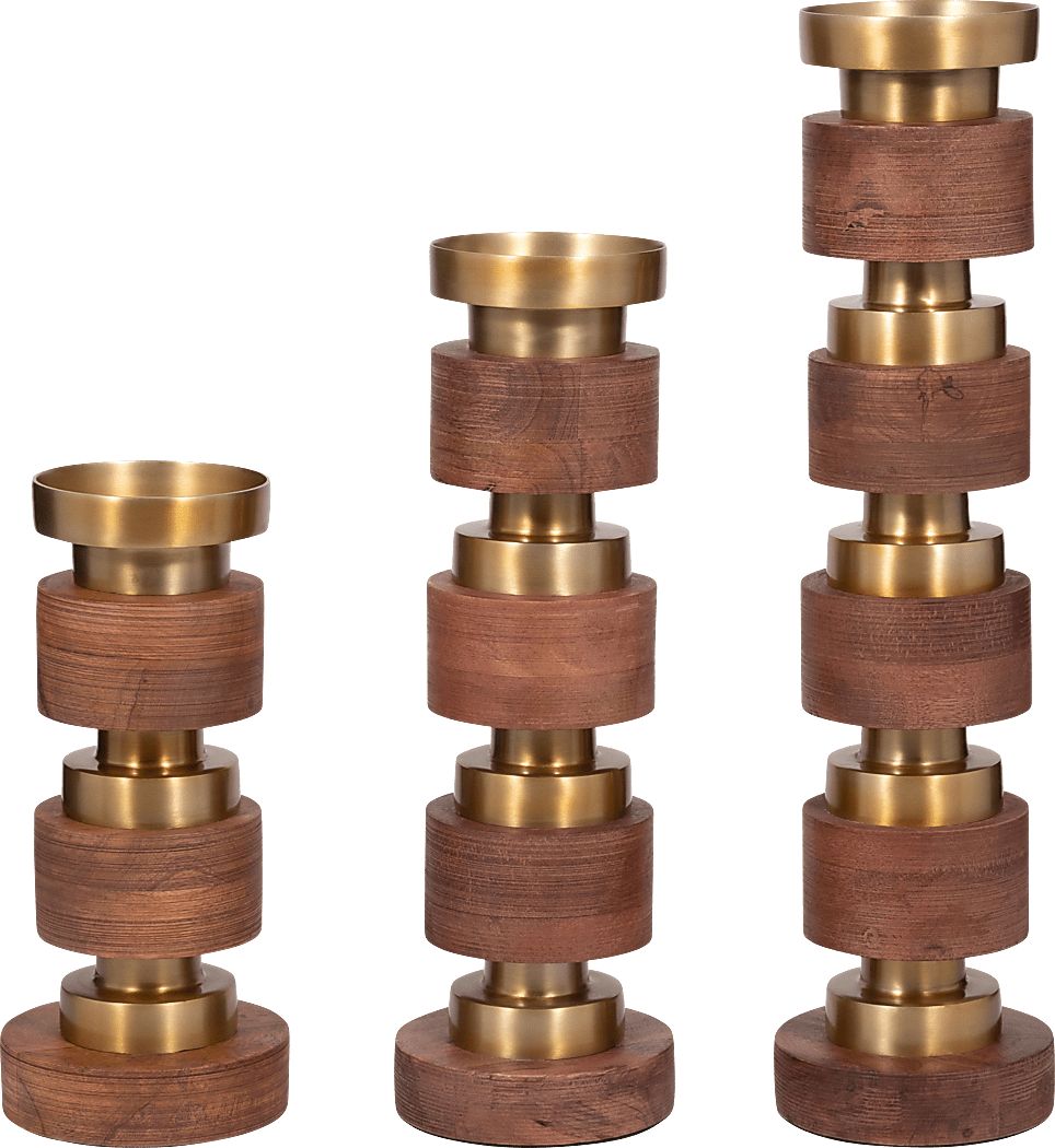 Maiier Brown Candle Holder, Set of 3