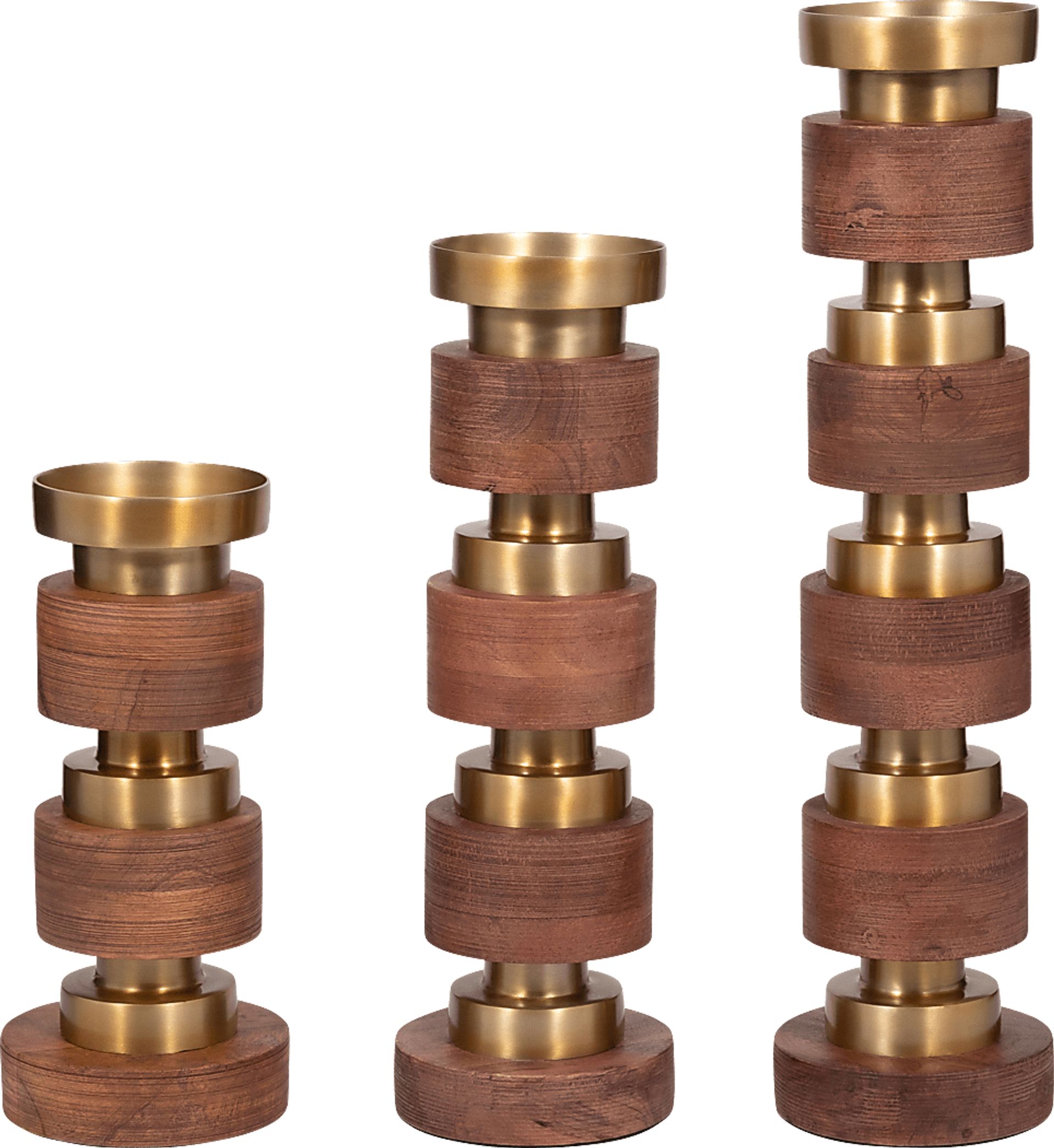 Maiier Brown Candle Holder, Set of 3 - Image 1