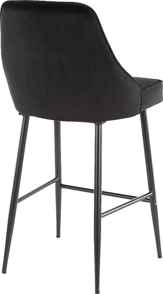 Mairie Black Plush Black Metal Counter Height Stool, Set of 2 - Thumbnail - Image 2