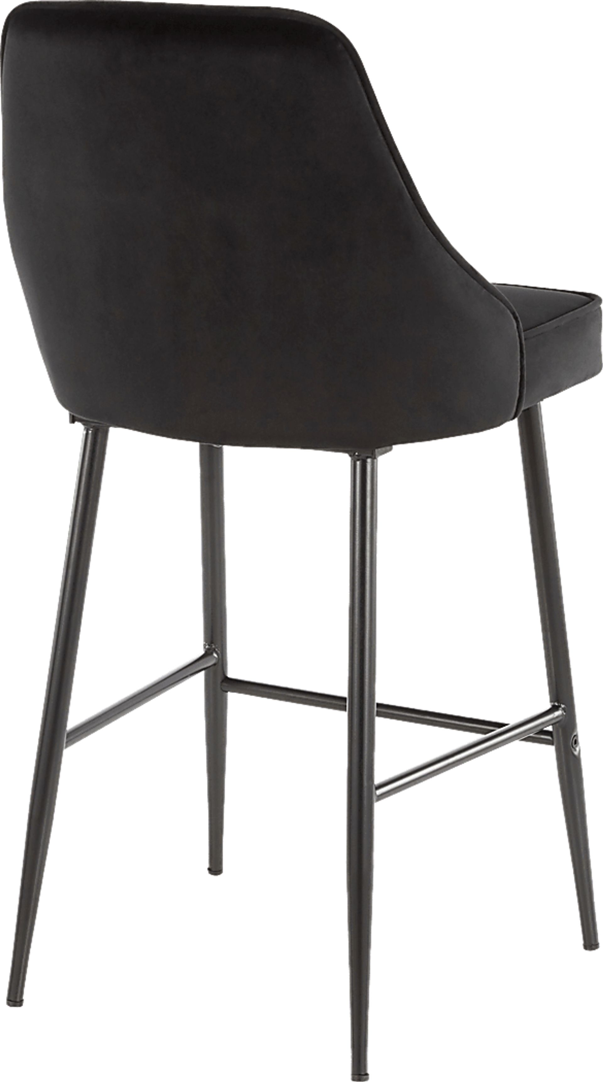 Mairie Black Plush Black Metal Counter Height Stool, Set of 2 - Image 2