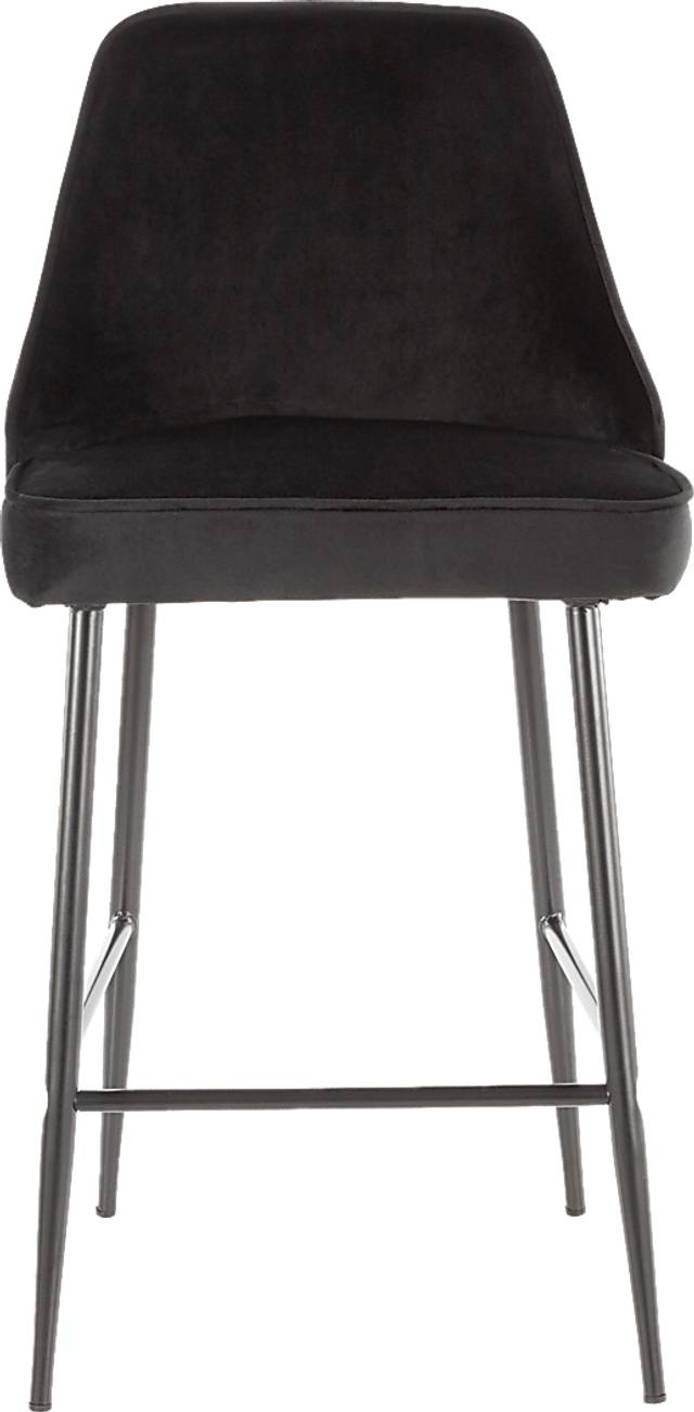 Mairie Black Plush Black Metal Counter Height Stool, Set of 2 - Thumbnail - Image 3
