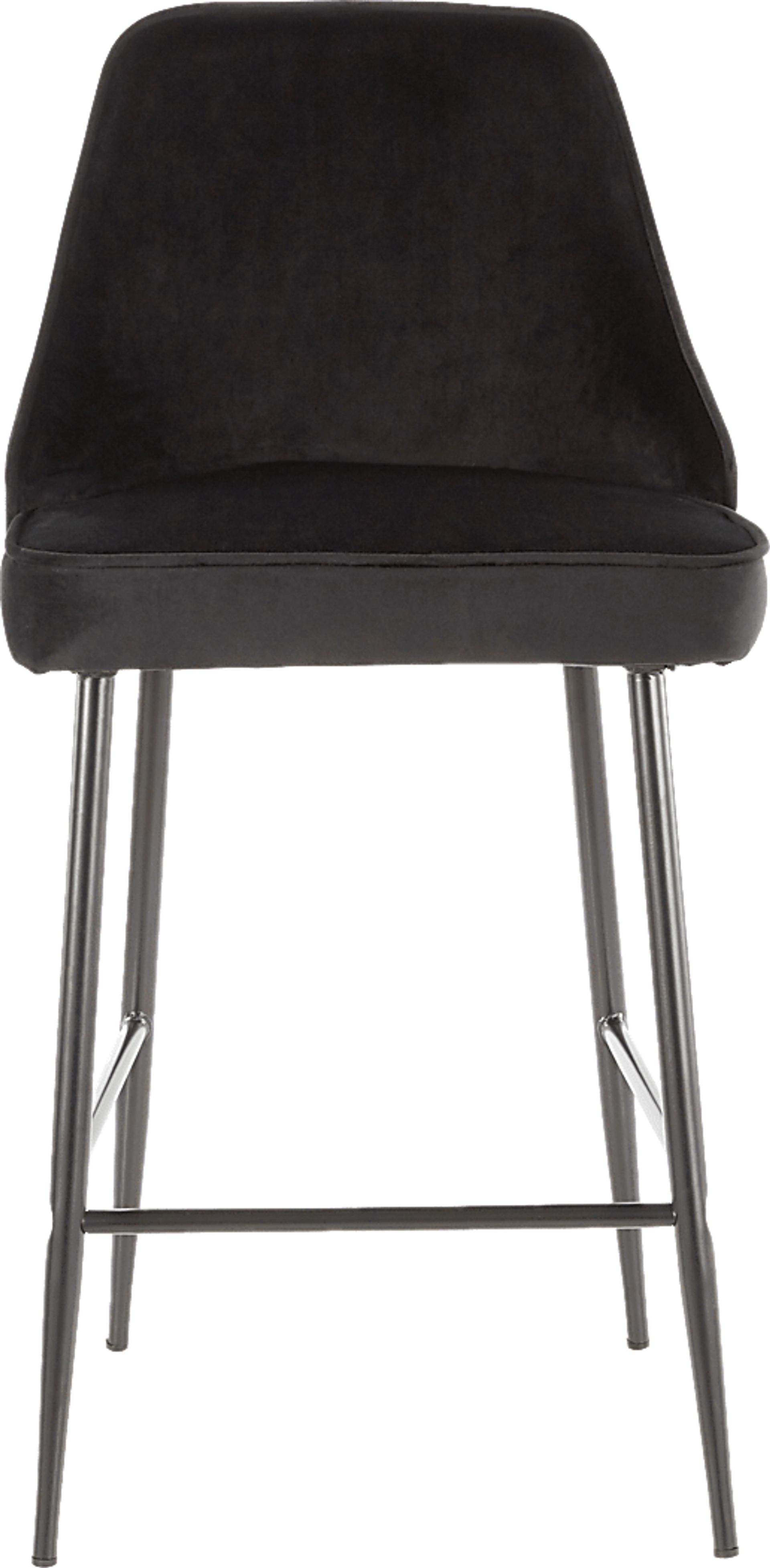 Mairie Black Plush Black Metal Counter Height Stool, Set of 2 - Image 3