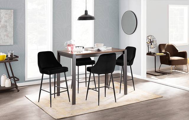 Mairie Black Plush Black Metal Counter Height Stool, Set of 2 - Thumbnail - Image 4
