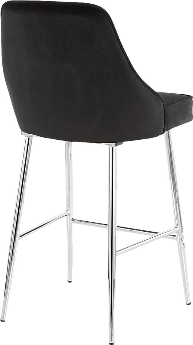 Mairie Black Plush Counter Height Stool, Set of 2 - Thumbnail - Image 2