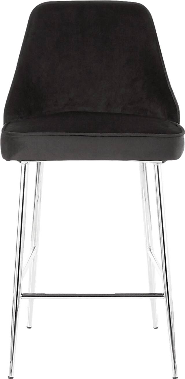 Mairie Black Plush Counter Height Stool, Set of 2 - Thumbnail - Image 3