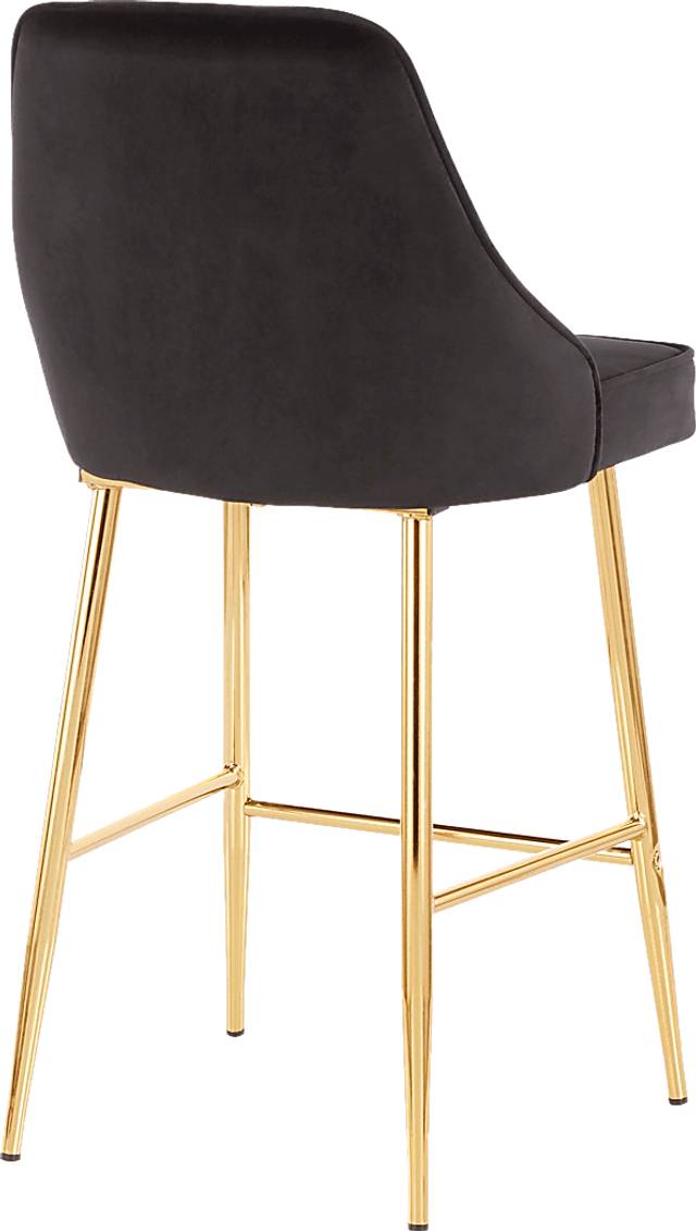 Mairie Black Plush Gold Metal Counter Height Stool, Set of 2 - Thumbnail - Image 2