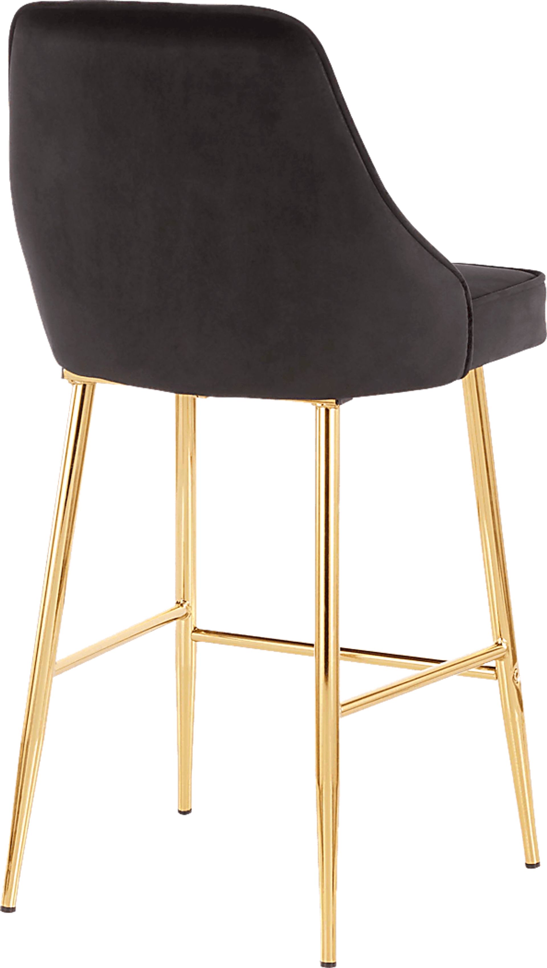 Mairie Black Plush Gold Metal Counter Height Stool, Set of 2 - Image 2