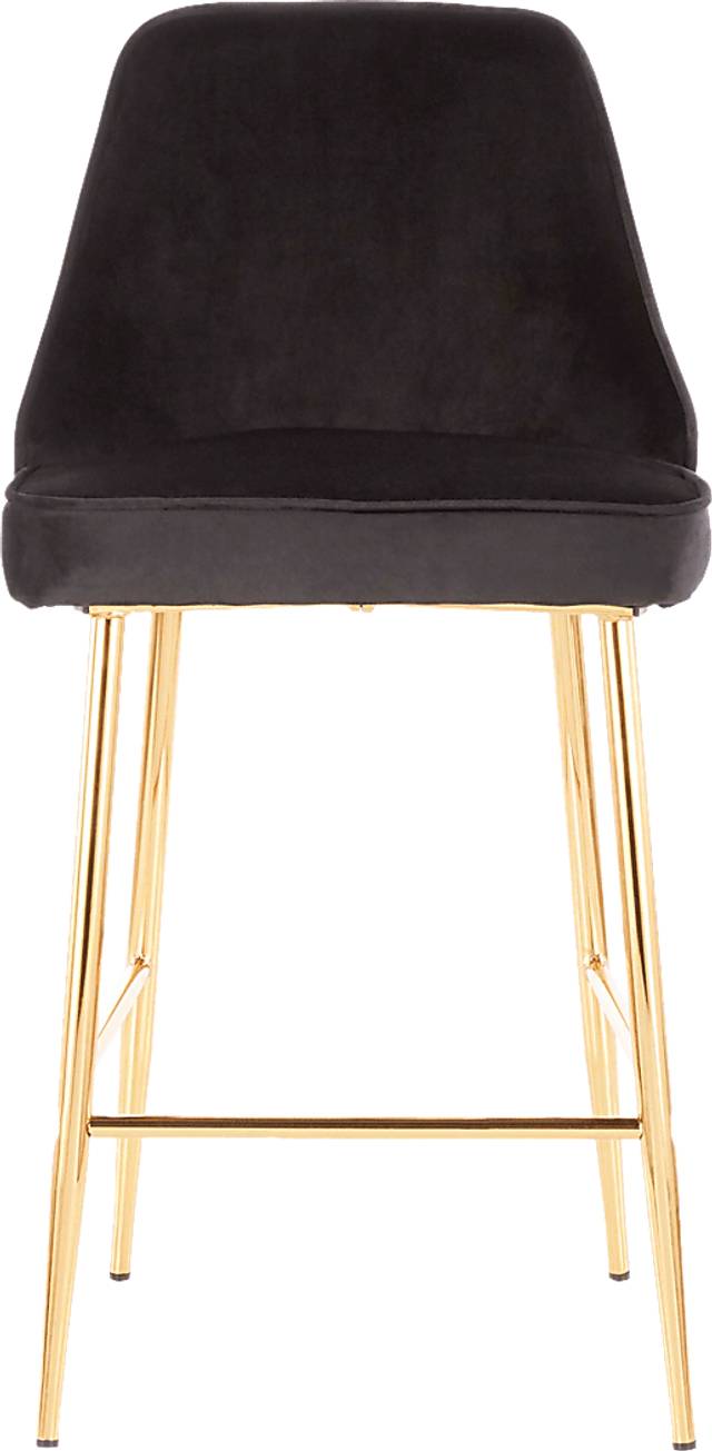Mairie Black Plush Gold Metal Counter Height Stool, Set of 2 - Thumbnail - Image 3
