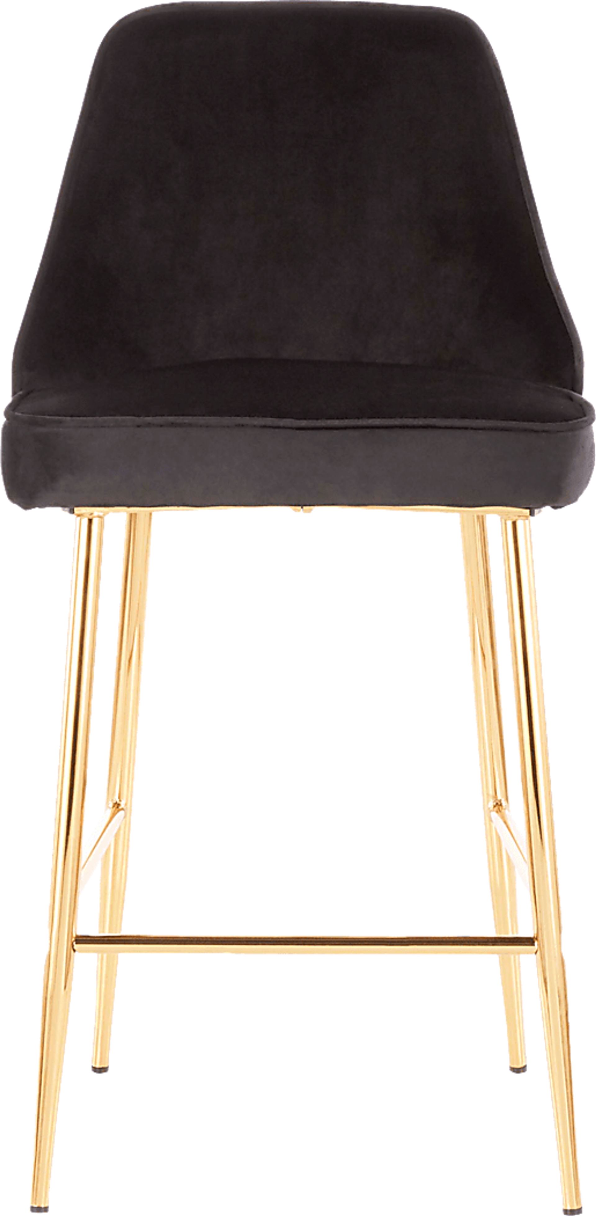 Mairie Black Plush Gold Metal Counter Height Stool, Set of 2 - Image 3