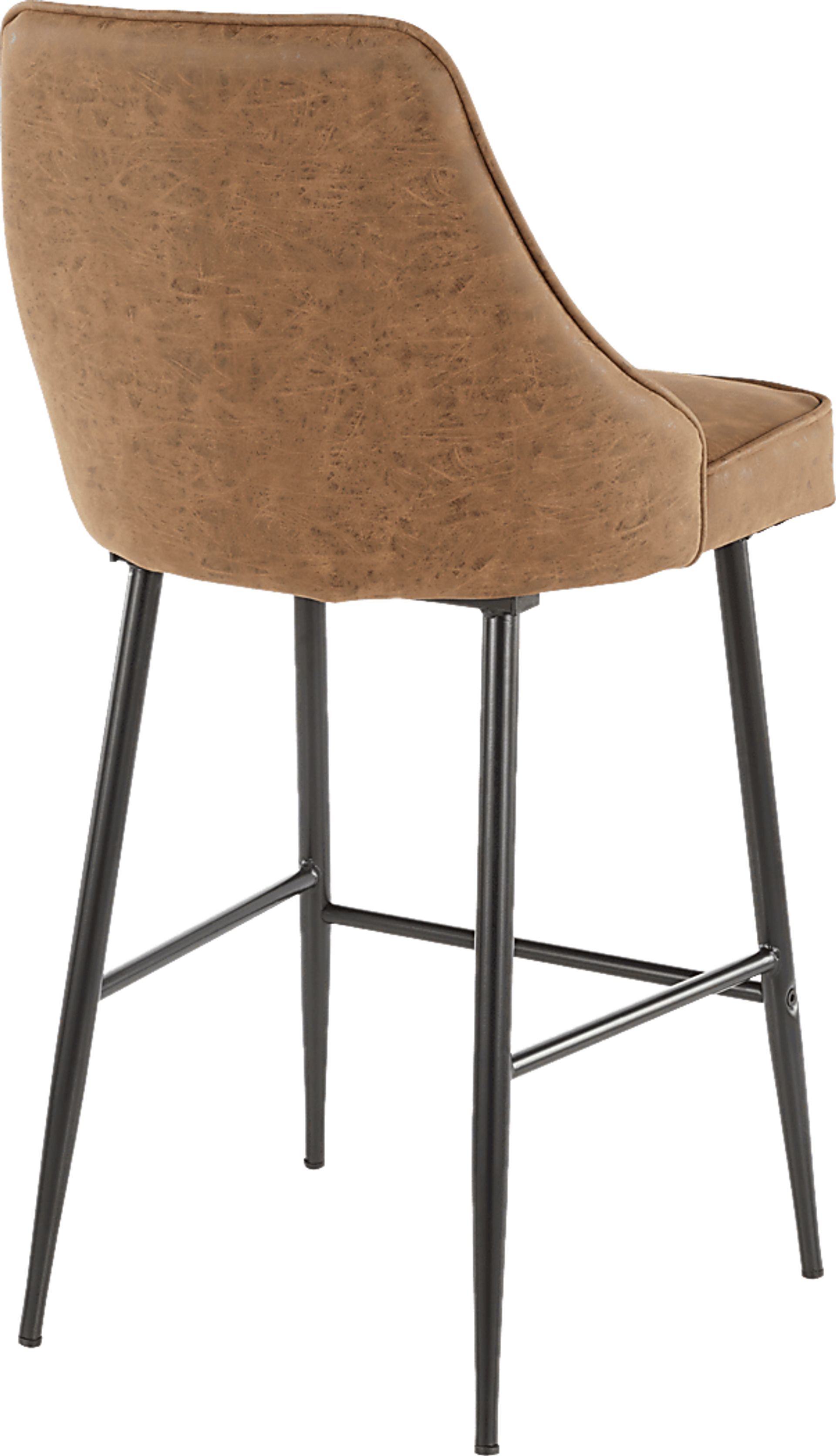 Mairie Brown UltraHyde Black Metal Counter Height Stool, Set of 2 - Image 2