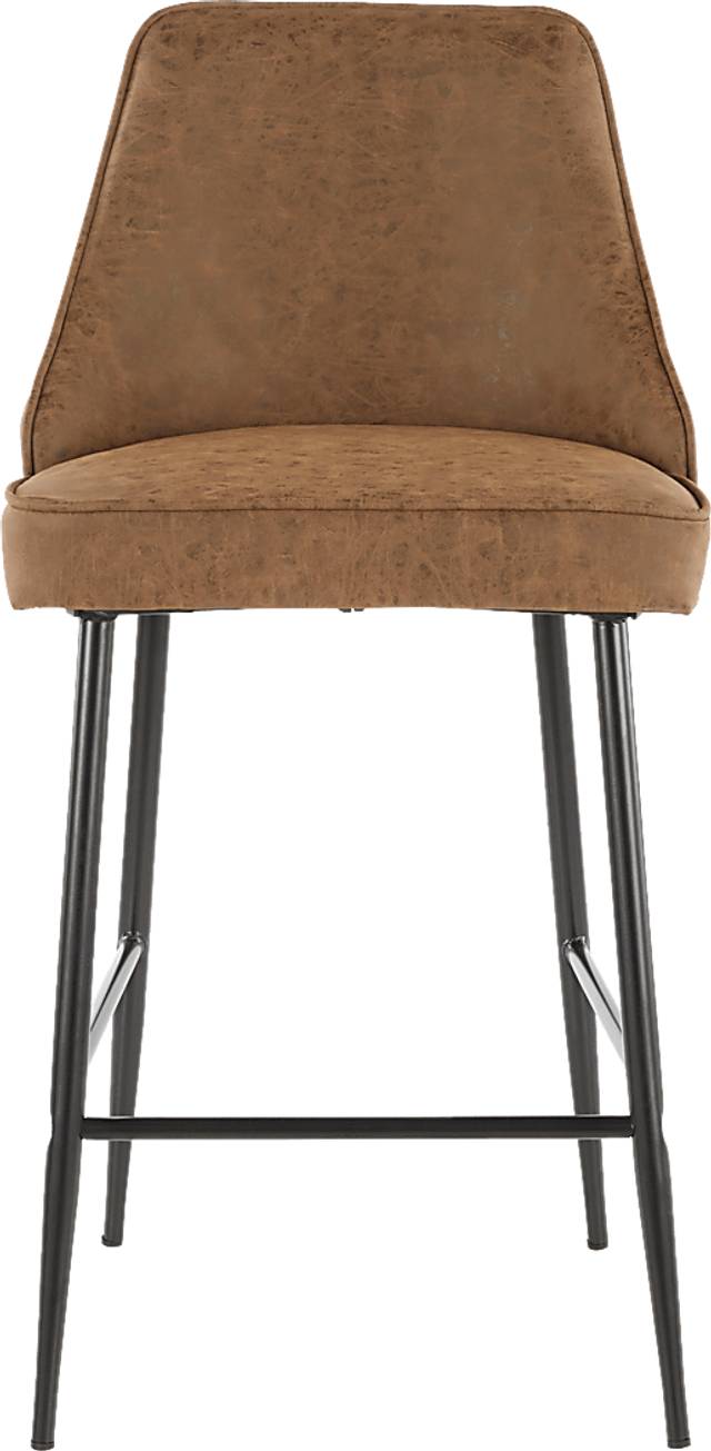 Mairie Brown UltraHyde Black Metal Counter Height Stool, Set of 2 - Thumbnail - Image 3
