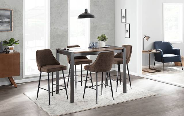 Mairie Brown UltraHyde Black Metal Counter Height Stool, Set of 2 - Thumbnail - Image 4