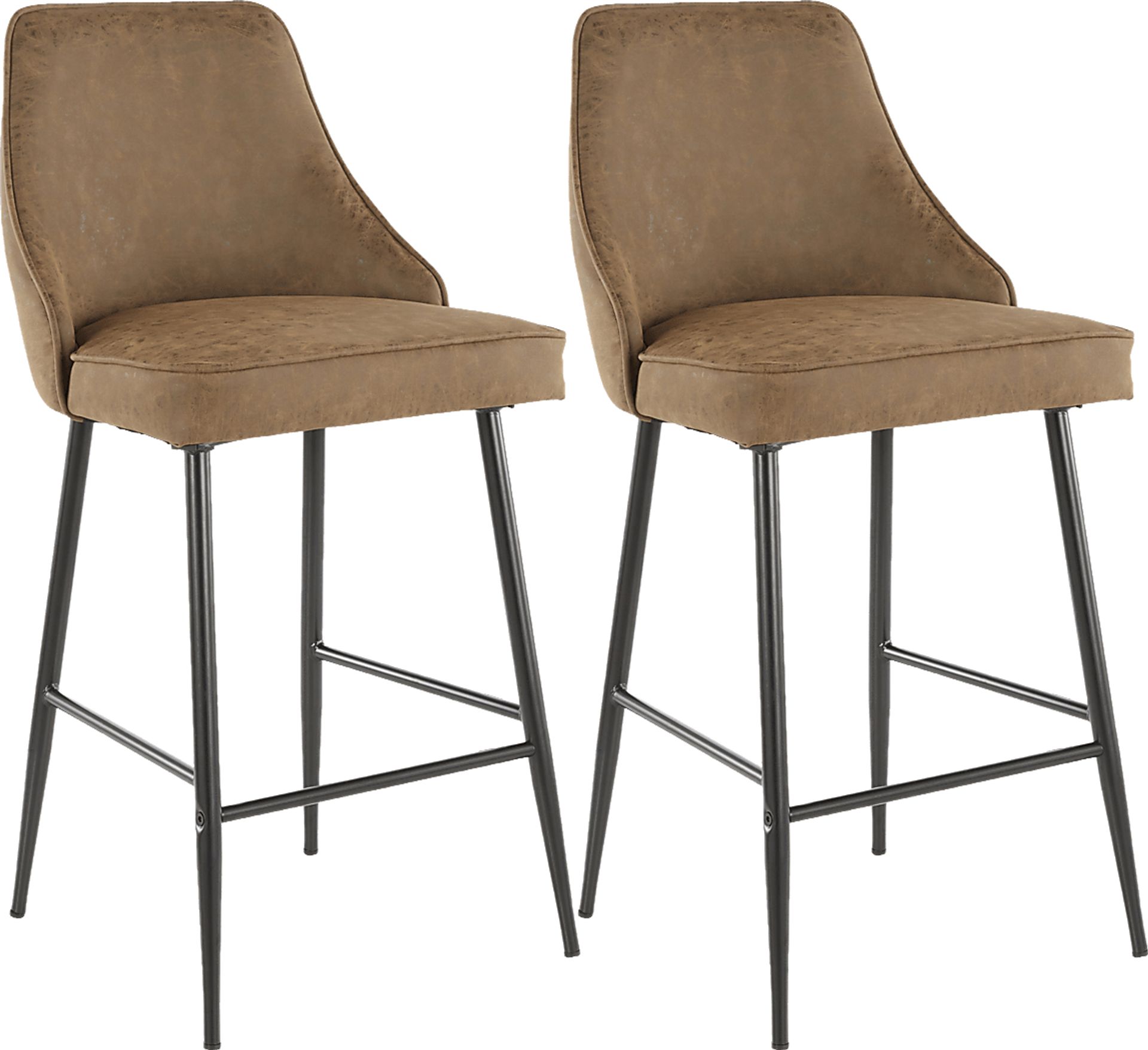 Mairie Brown UltraHyde Black Metal Counter Height Stool, Set of 2 - Image 1