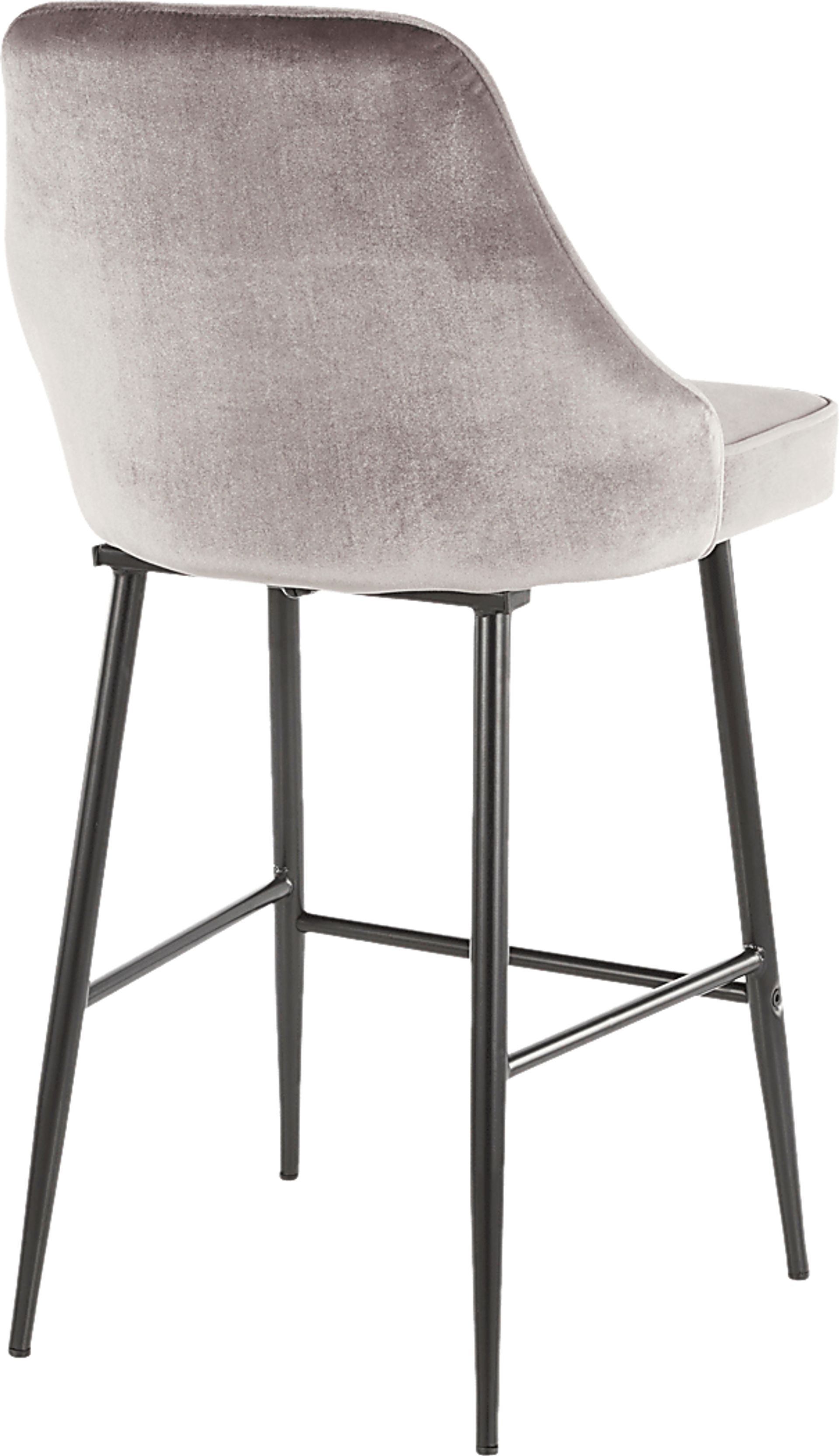 Mairie Silver Plush Black Metal Counter Height Stool, Set of 2 - Image 2