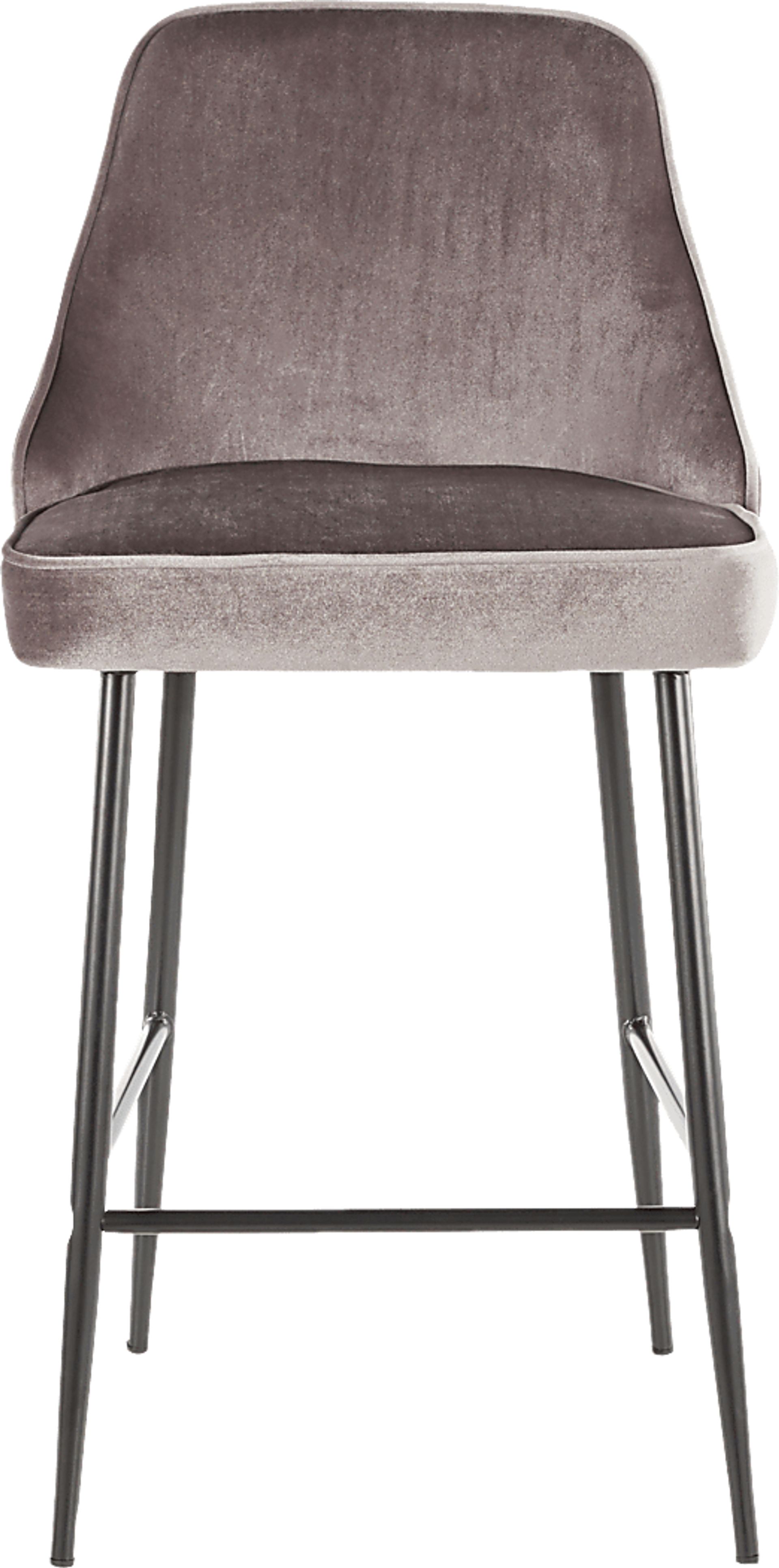 Mairie Silver Plush Black Metal Counter Height Stool, Set of 2 - Image 3
