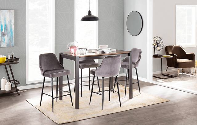 Mairie Silver Plush Black Metal Counter Height Stool, Set of 2 - Thumbnail - Image 4