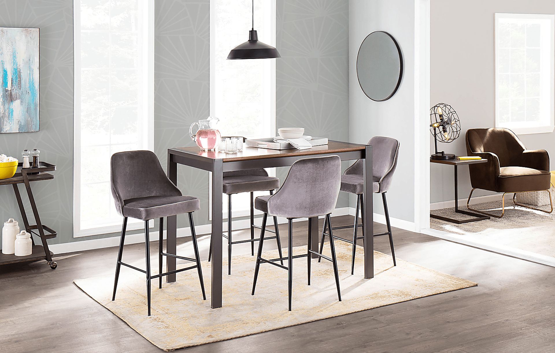 Mairie Silver Plush Black Metal Counter Height Stool, Set of 2 - Image 4