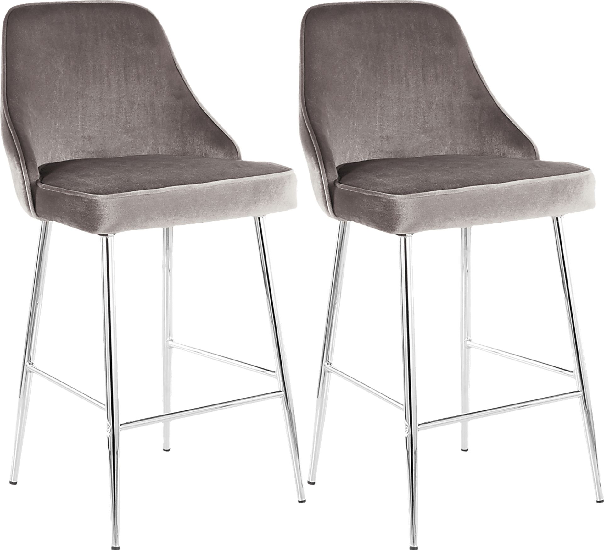 Mairie Silver Plush Counter Height Stool, Set of 2 - Image 1