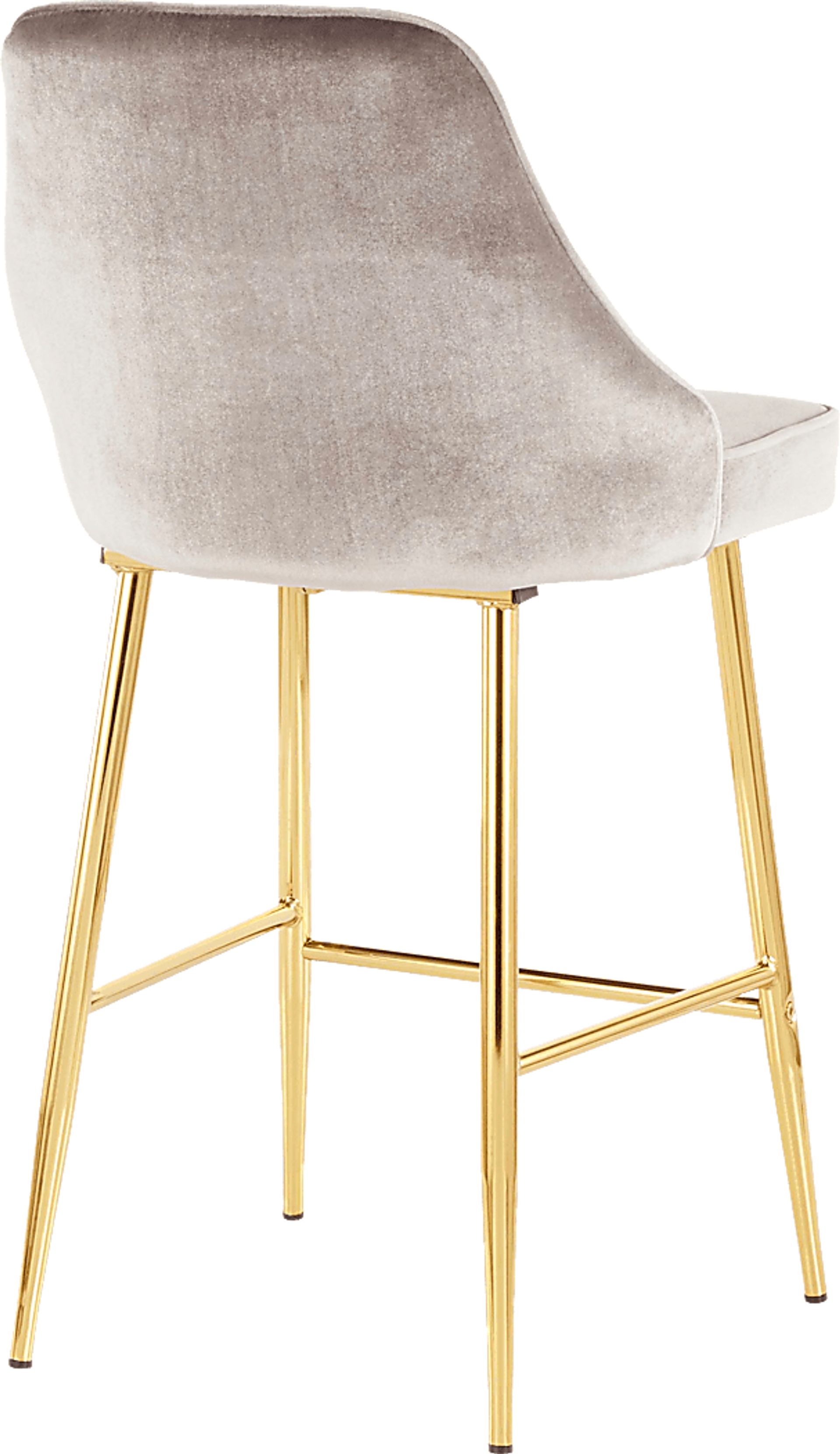 Mairie Silver Plush Gold Metal Counter Height Stool, Set of 2 - Image 2