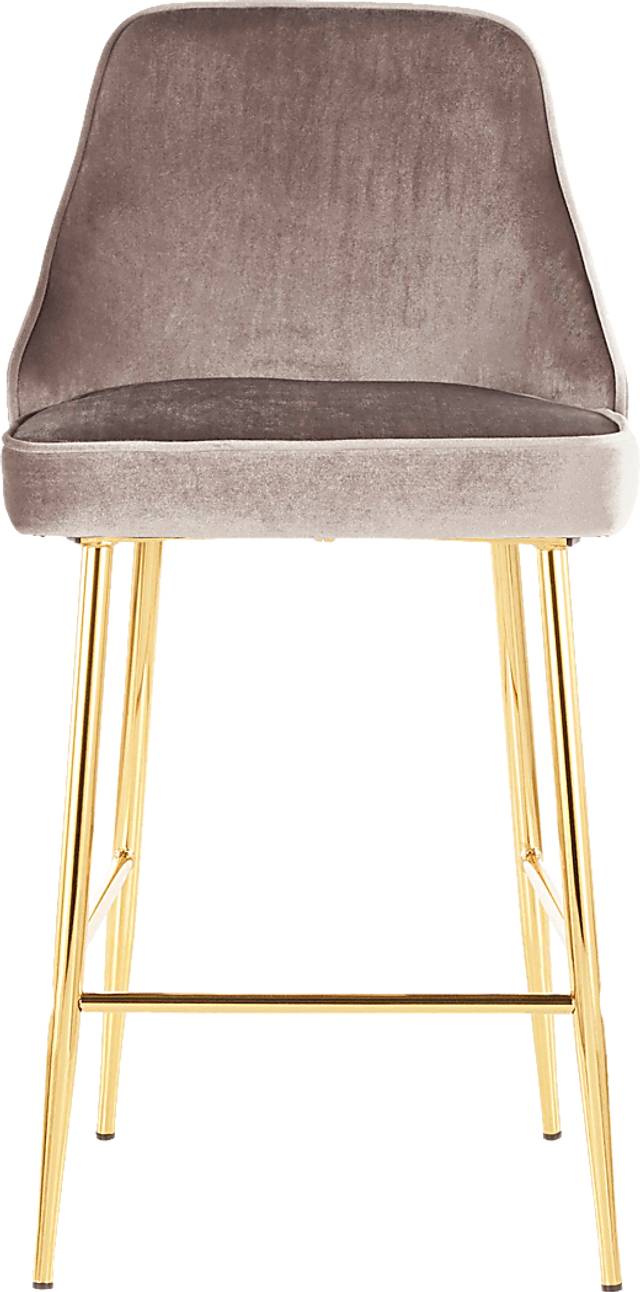 Mairie Silver Plush Gold Metal Counter Height Stool, Set of 2 - Thumbnail - Image 3