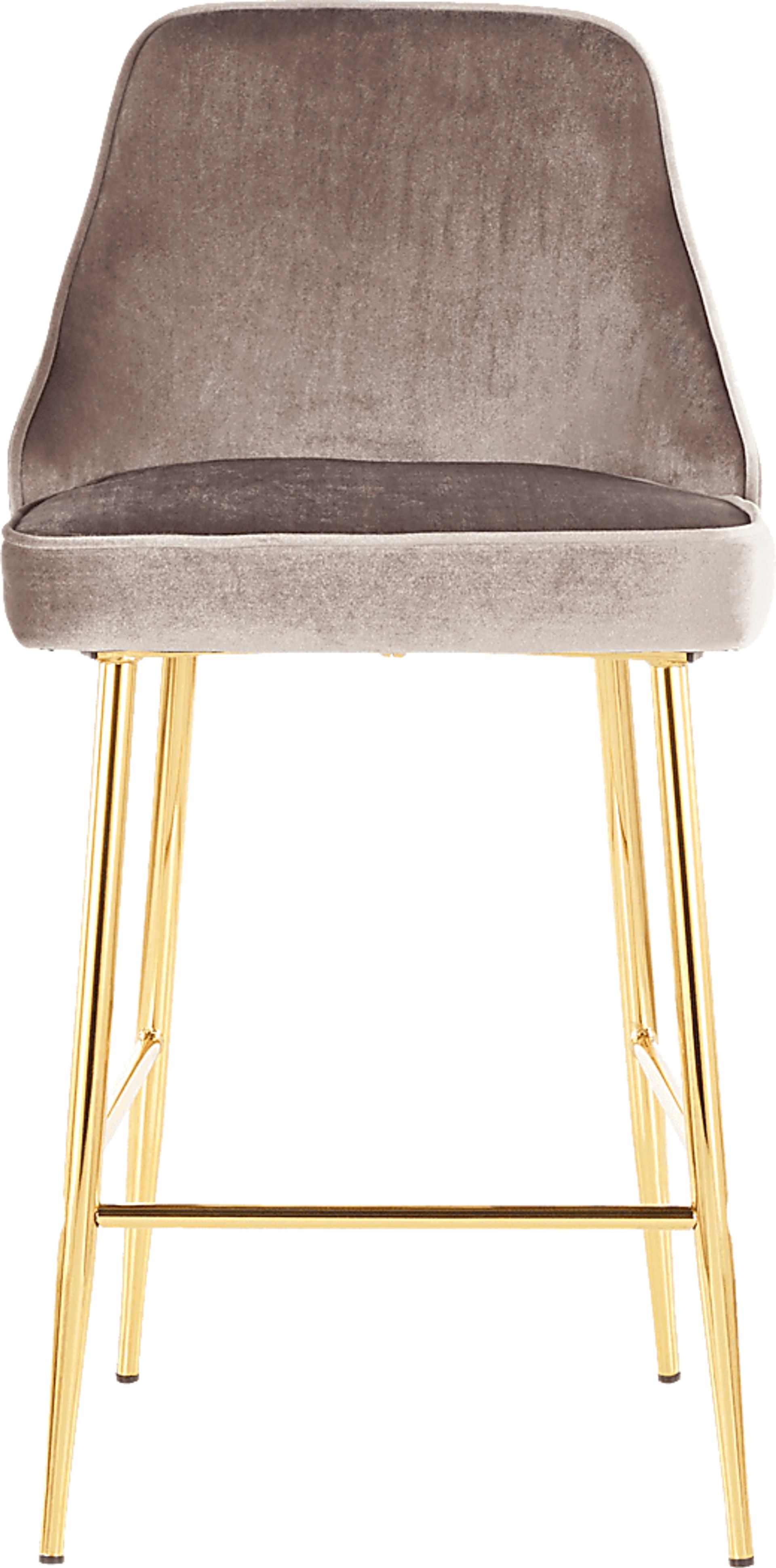 Mairie Silver Plush Gold Metal Counter Height Stool, Set of 2 - Image 3