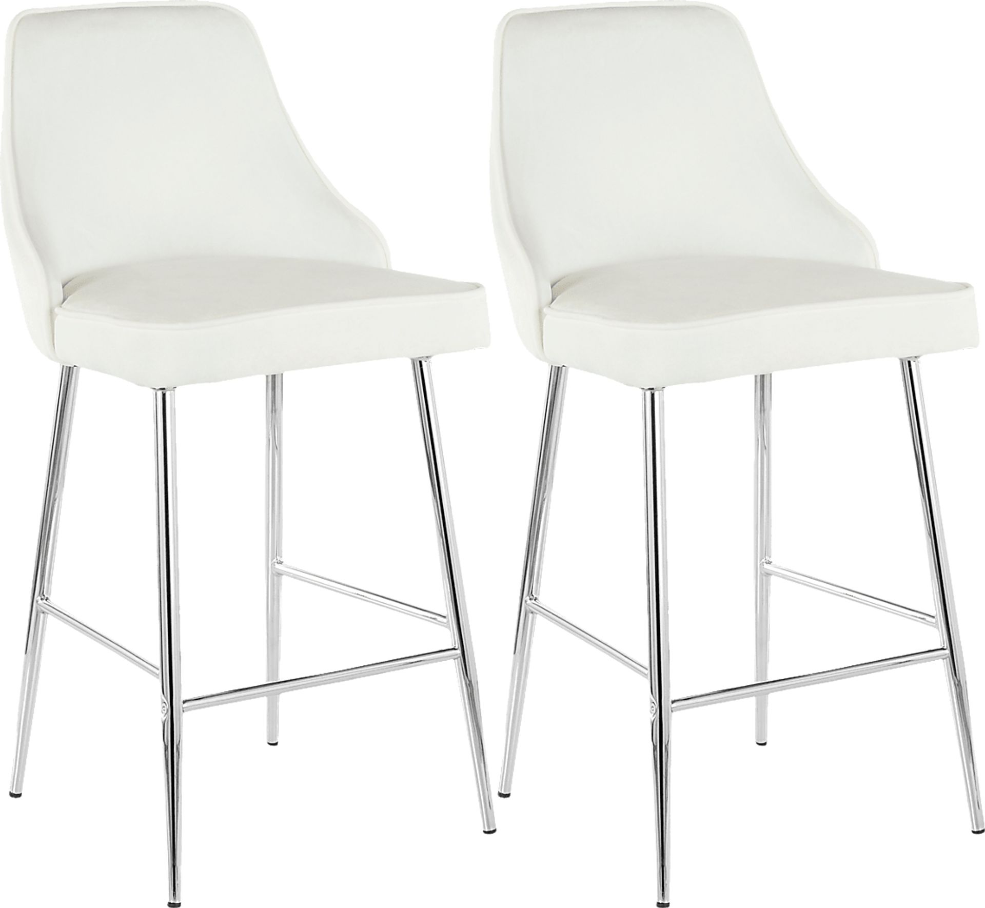 Mairie White Plush Counter Height Stool, Set of 2 - Image 1