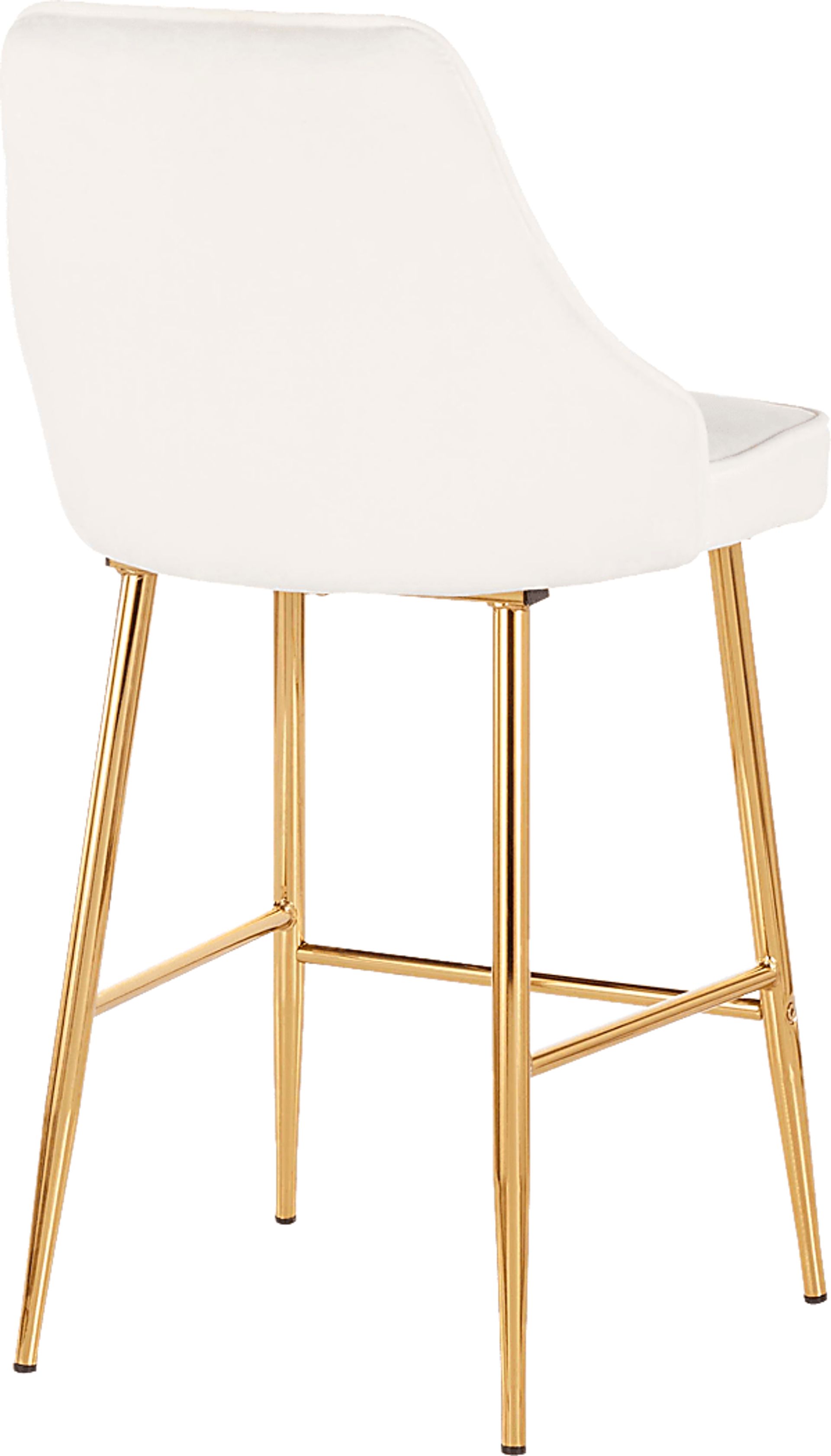 Mairie White Plush Gold Metal Counter Height Stool, Set of 2 - Image 2
