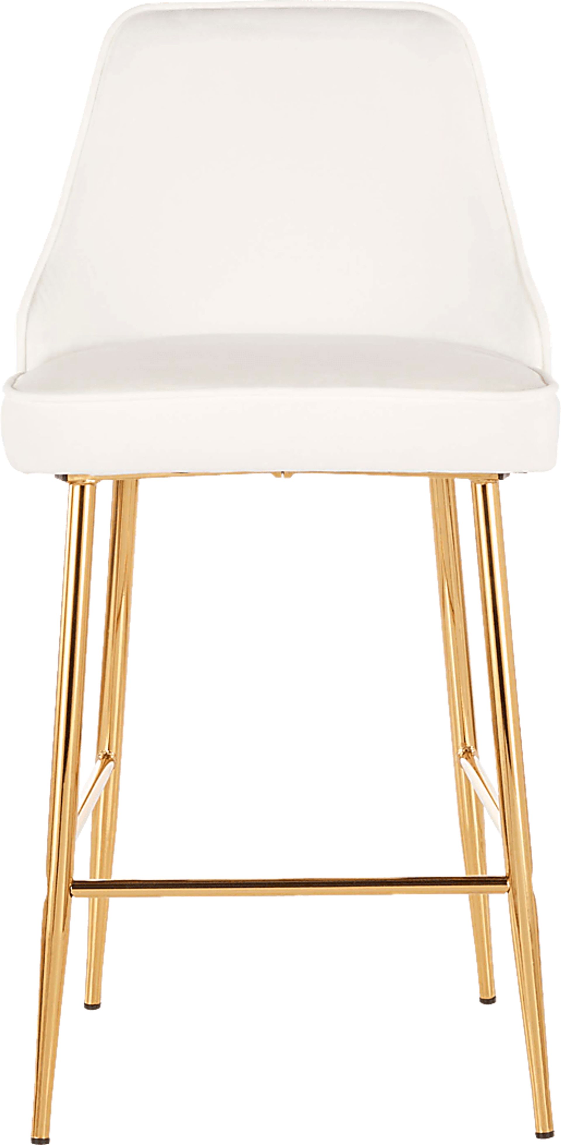 Mairie White Plush Gold Metal Counter Height Stool, Set of 2 - Image 3