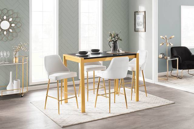 Mairie White Plush Gold Metal Counter Height Stool, Set of 2 - Thumbnail - Image 4