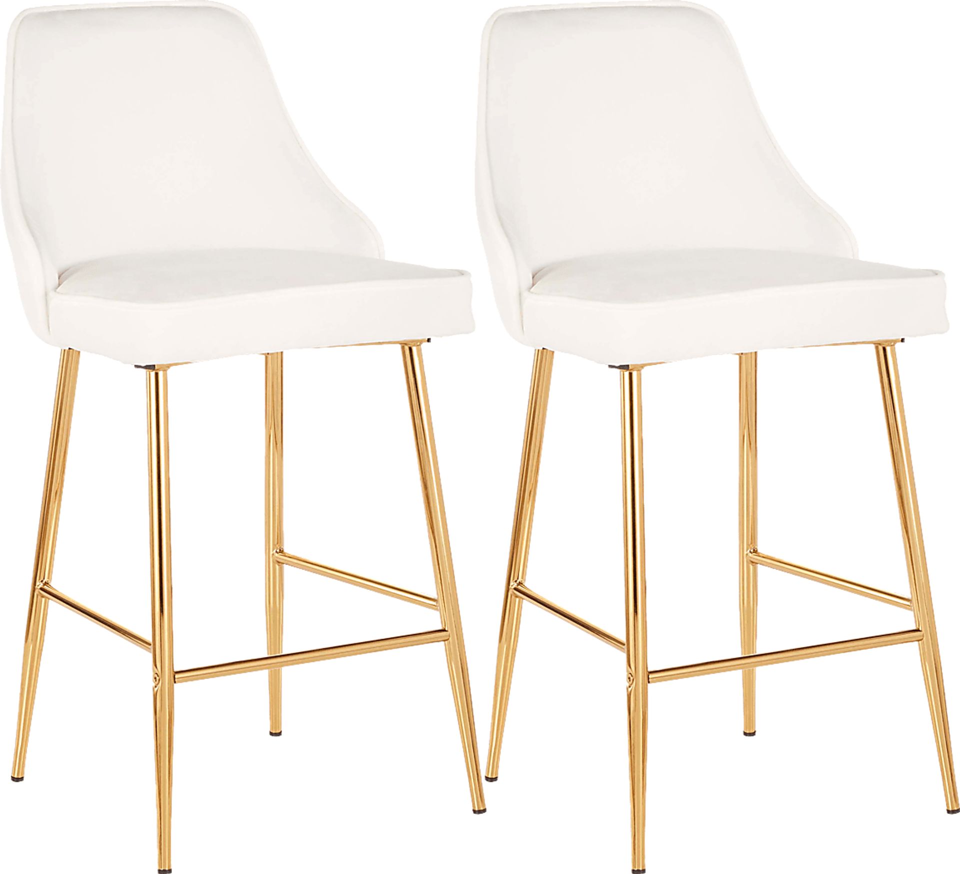 Mairie White Plush Gold Metal Counter Height Stool, Set of 2 - Image 1