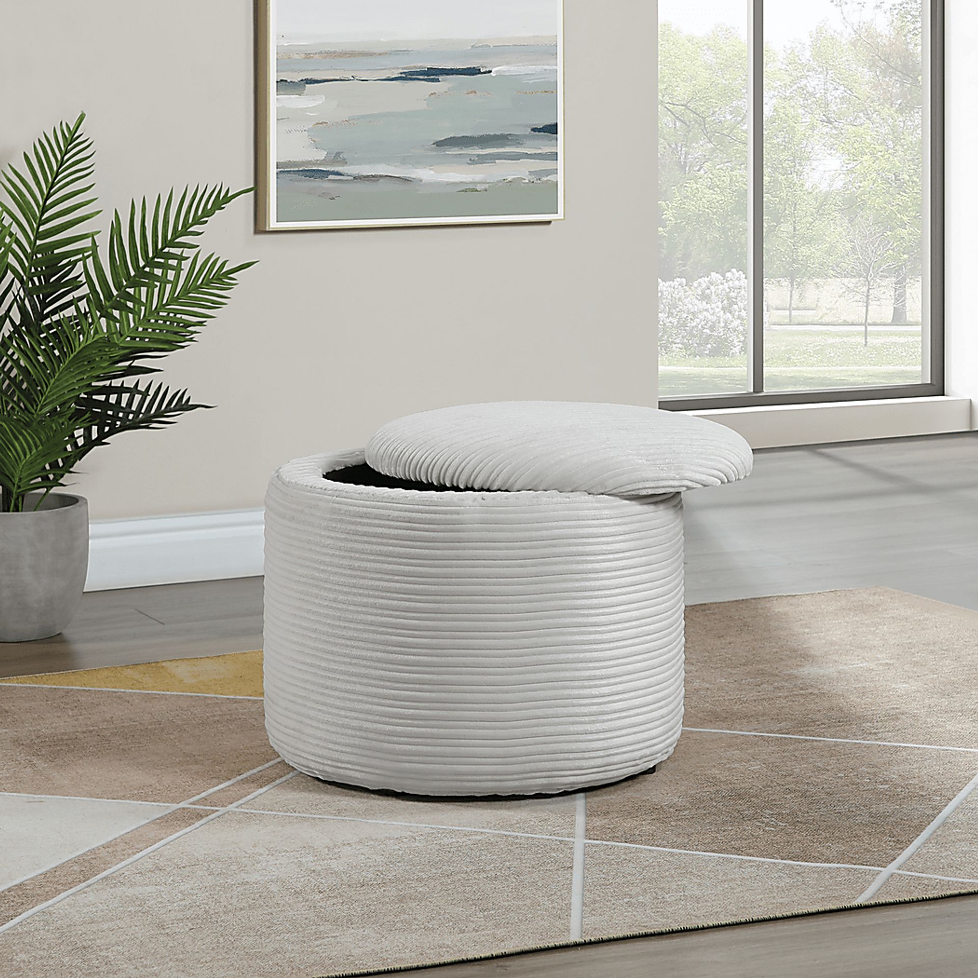 Mairlon White Storage Ottoman - Image 2