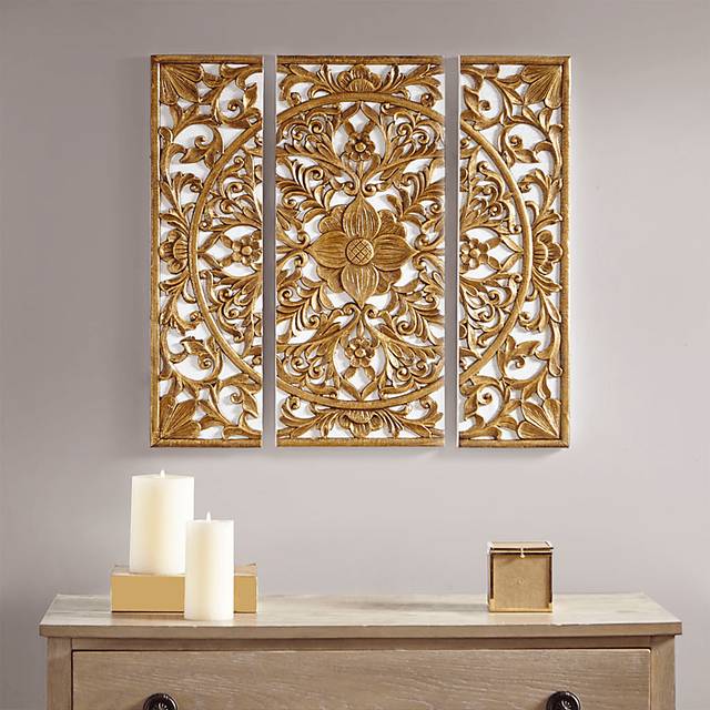 Maive Artwork Gold Artwork, Set of 3 - Thumbnail - Image 2