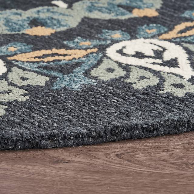 Makda Black 4' Round Rug - Thumbnail - Image 4