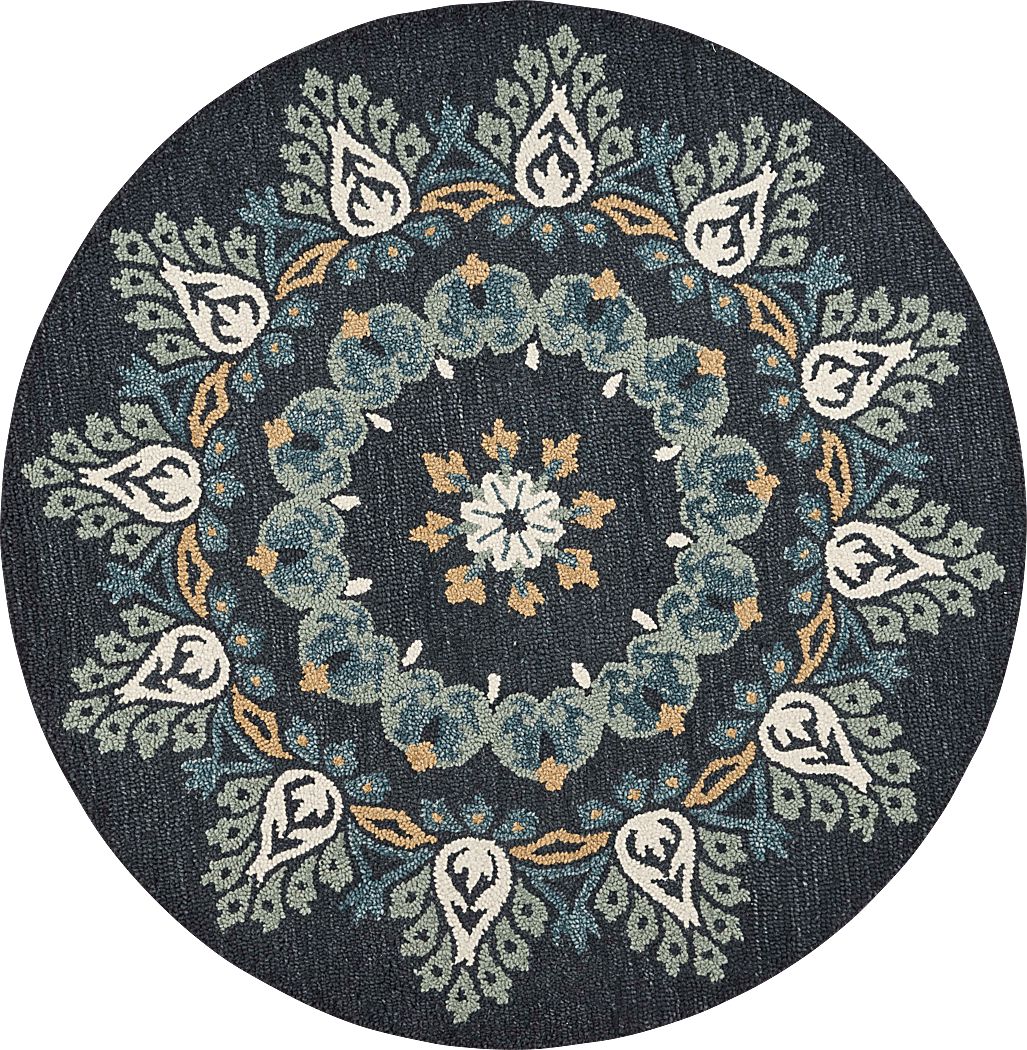 Makda Black 4' Round Rug