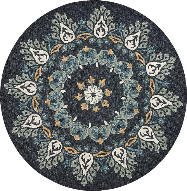 Makda Black 4' Round Rug - Thumbnail - Image 1