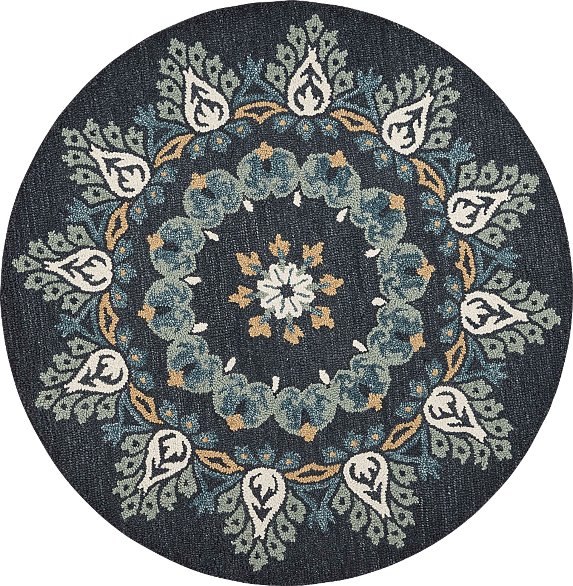 Makda Black 4' Round Rug - Image 1
